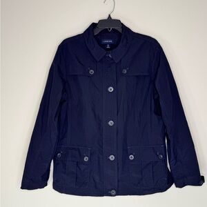 Lands' End Jacket Womens Medium Nylon Button Front Utility Pockets Outdoor Coat